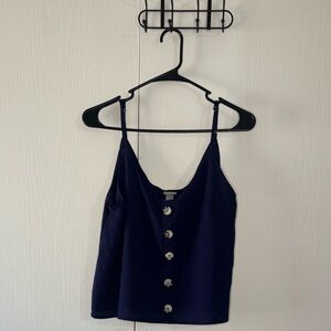 Navy Blue Button-Down Women's Top